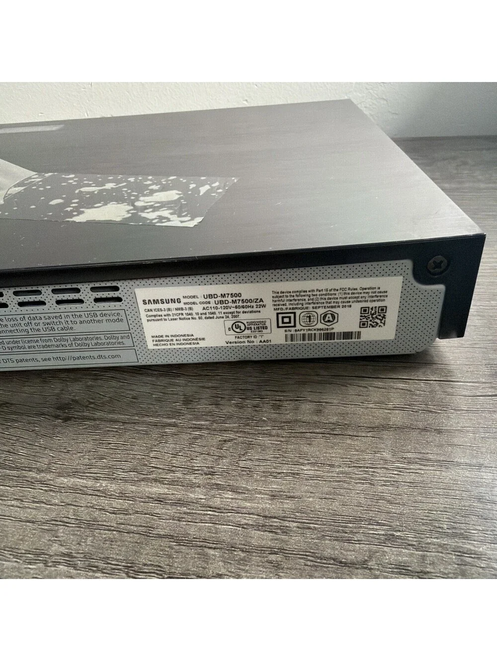 Samsung UBD-M7500 4k Ultra HD Blu-Ray Player (No Remote) - Tested